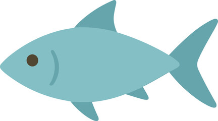 Simple Flat Illustration of a Light Blue Fish Creature Design