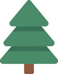 Simple Flat Evergreen Tree Clip Art Holiday Season Illustration