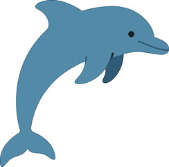 Obraz premium Simple Flat Style Blue Dolphin Leaping Marine Creature Illustration Graphic
