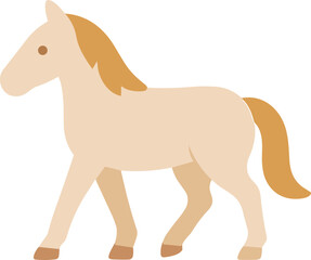 Simple Flat Style Horse Walking Illustration Graphic Element