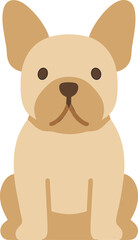 Cute Flat Design French Bulldog Sitting Cartoon Illustration Pet Animal