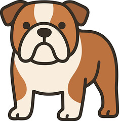 Cartoon Style Adorable Bulldog Standing Breed Illustration Pet Animal