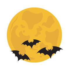 Halloween Bats and Moon