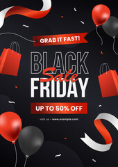 Black friday sale promotion poster for social media, mobile apps, web or internet advertisement. Super sale special offer template.	
