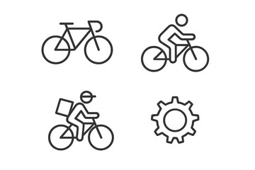 Bicycle and cycling line icon set. transportation, gear outline icons collection