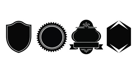 Collection of four distinctive black silhouette emblem shapes