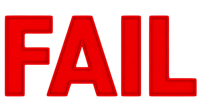 Bold red FAIL text conveys message of disappointment or error, perfect for project setbacks.