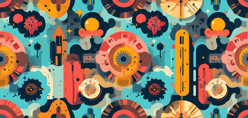 Minimalistic geometric pattern design in Memphis style for various marketing materials, catalog, Memphis