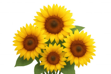 Fototapeta premium Four sunflowers blooming on a transparent background, perfect for summer and nature-themed projects