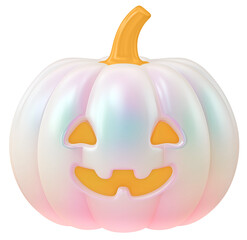 3D render of a pastel Halloween pumpkin on a transparent background.