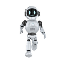Robotic personal assistant walking on white background
