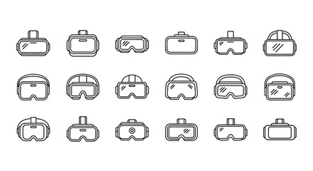 Collection of hand drawn outline icons representing various kitchen pots and pans silhouette
