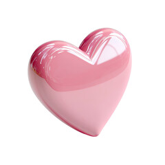 A glossy, light pink heart, rendered with a smooth, slightly swirled surface, appearing three-dimensional and reflective