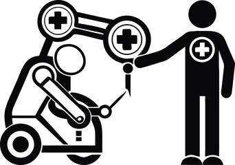 Robot assisting person with medical symbol assistance