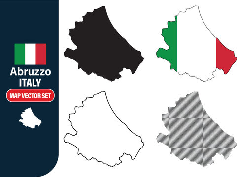 Abruzzo Italy Map Vector Set
