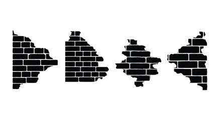 Abstract black brick wall silhouette with jagged edges