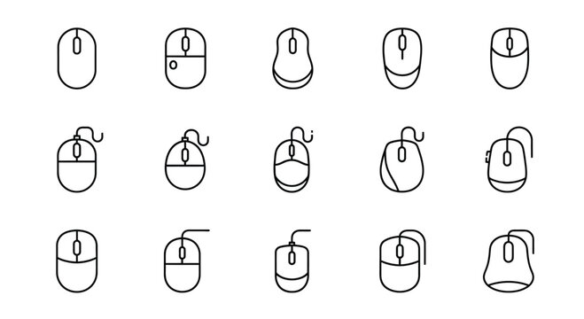Collection of computer mouse icons in silhouette style