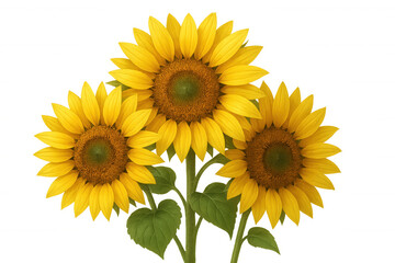 Obraz premium Vibrant sunflowers clustering, golden petals spreading against transparent backdrop, radiating warm summer brightness