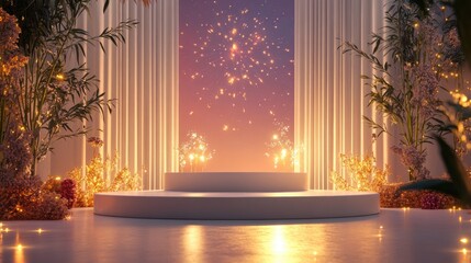 Banner design for diwali festival and podium,Diwali light decoration candle with fireworks,Stage,Product display Showcase design sparkle background,Deepavali,Dipavali,3D podium illustration.