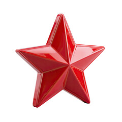 Obraz premium A glossy, five-pointed red star, rendered in 3D, displays a high-shine finish and defined facets