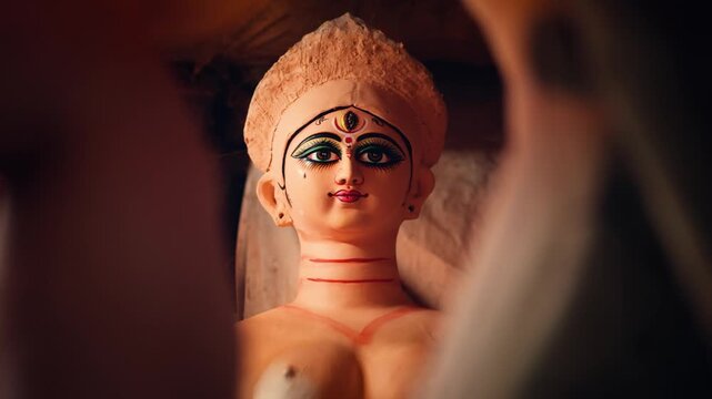 Making of Goddess Durga Idol in Kumartuli for Durga Puja, the biggest festival of Kolkata, West Bengal