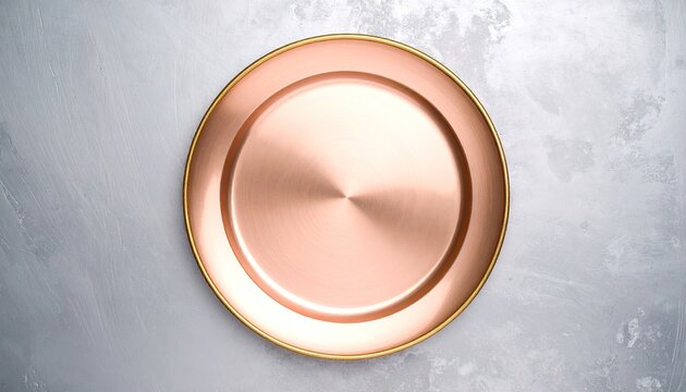 Rose Gold Charger Plate with Gold Rim on Gray Background