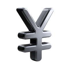 Fototapeta premium A sleek, dark metallic 3D rendering of the Japanese Yen symbol