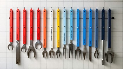 Display of the arrangement of colored tools