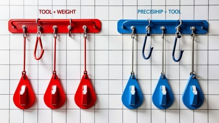 Hanging display of colored tools