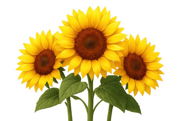 Obraz premium Vibrant sunflowers with bright yellow petals and dark centers blooming on transparent background, ideal for nature-themed projects