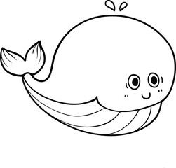 Fototapeta premium Hand drawn whale character illustration, vector