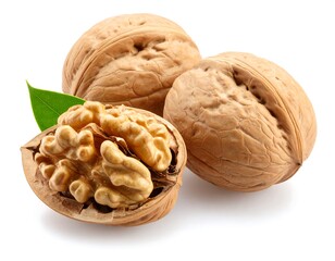 Close-up of walnuts, one cracked open