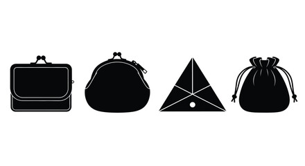 Four distinct bag silhouettes in a row silhouette
