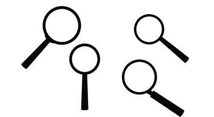 Four magnifying glass silhouettes on a white background