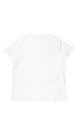 White t-shirt with folds for men and women isolated on white background. Template, mock up for designers