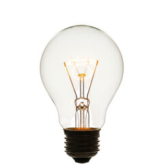 Clear incandescent light bulb isolated on transparent background