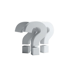 Three dimensional question marks isolated on transparent background