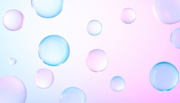 Pastel Glassmorphism Bubbles Floating on Pink and Blue Gradient Background