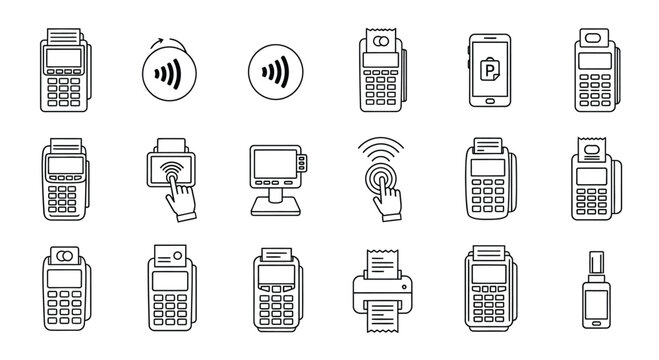 Collection of payment terminal and device silhouettes