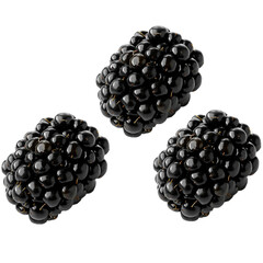 blackberries with green leaves on a white background Fresh blackberries with green leaves isolated on a transparent background for culinary and healthy lifestyle concepts 