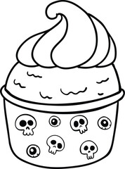 illustration Halloween cupcake hand drawn concept vector