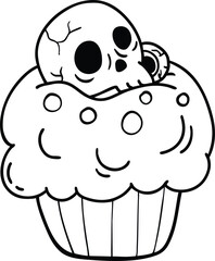 illustration Halloween cupcake hand drawn concept vector