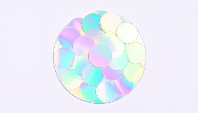 Pastel Holographic Sequins Circle on White Background