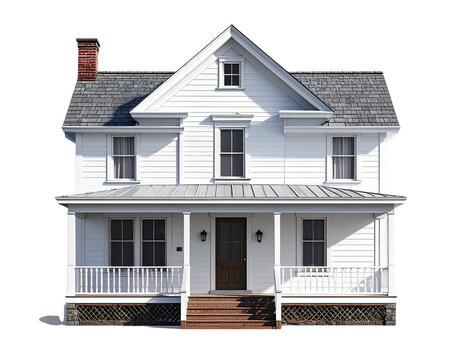 
 Realistic White Two-Story Classic House Model, isolated on transparent background PNG - Powered by Adobe