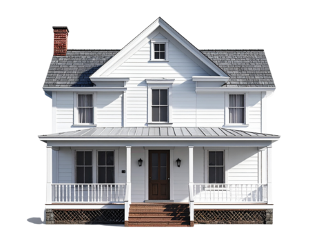 
 Realistic White Two-Story Classic House Model, isolated on transparent background PNG
