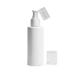 White pump bottle with cap open isolated on transparent background