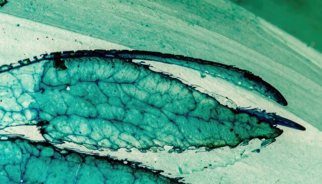 Teal and Green Abstract Art with Branching Veins