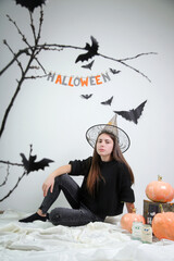 Teenage girl studio Halloween photoshoot 