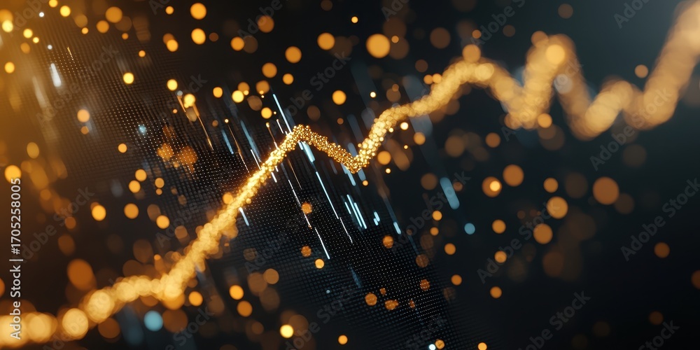 Aufkleber a dynamic visualization of glowing data points and a rising trend line, symbolizing growth, analytic