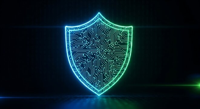 Cybersecurity shield digital protection technology data safety